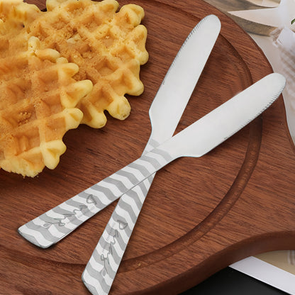 6 Pcs Stainless Steel Butter Knives - 20.5 cm, Dessert Knife Set, Silver