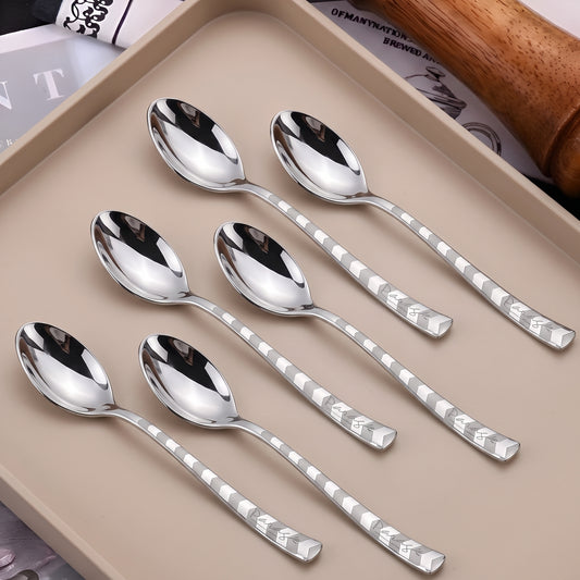 Tea Spoon Set | 14cm, 6 piece | Stainless Steel | Silver | Arrow Design