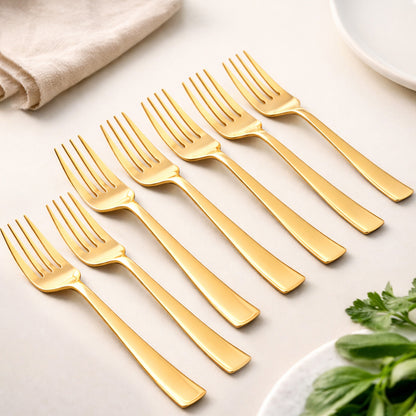 6pcs Gold Stainless Steel Dinner Fork Set, 16cm Premium Cutlery for Home, Kitchen & Gifting