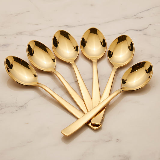 Dinner Spoon Set | 16cm, 6 piece | Stainless Steel | Gold