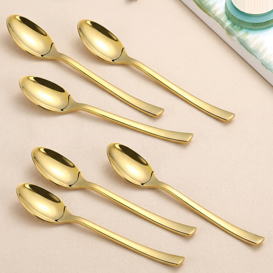 Tea Spoon Set | 12cm, 6 piece | Stainless Steel | Gold | PVD Gold