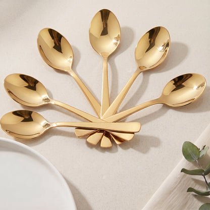 Spoon Set | 18cm, 6 piece | Stainless Steel | Gold