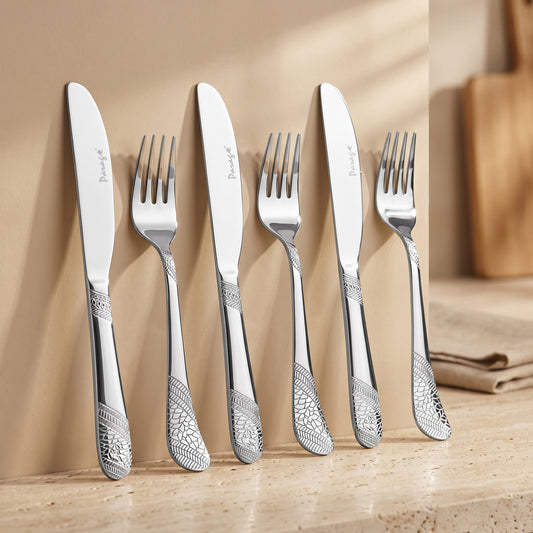 Cutlery Set | 3mm, 6pc | Stainless Steel | Silver | Knife & Fork