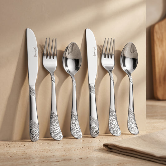 Cutlery Set | 3mm, 6pc | Stainless Steel | Silver | Knife Fork Spoon