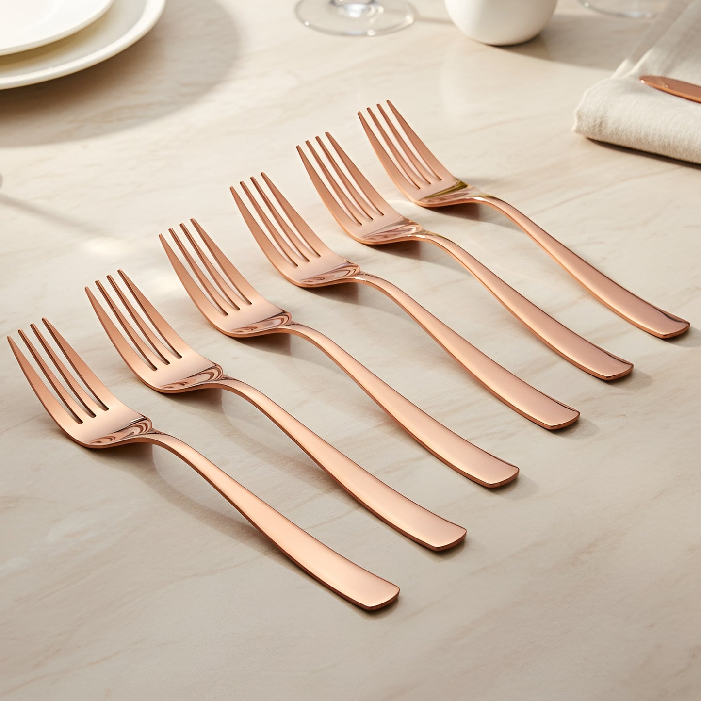 Table Fork Set | 16cm, 6 piece | Stainless Steel | Rose Gold