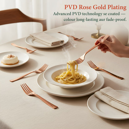 Table Fork Set | 16cm, 6 piece | Stainless Steel | Rose Gold