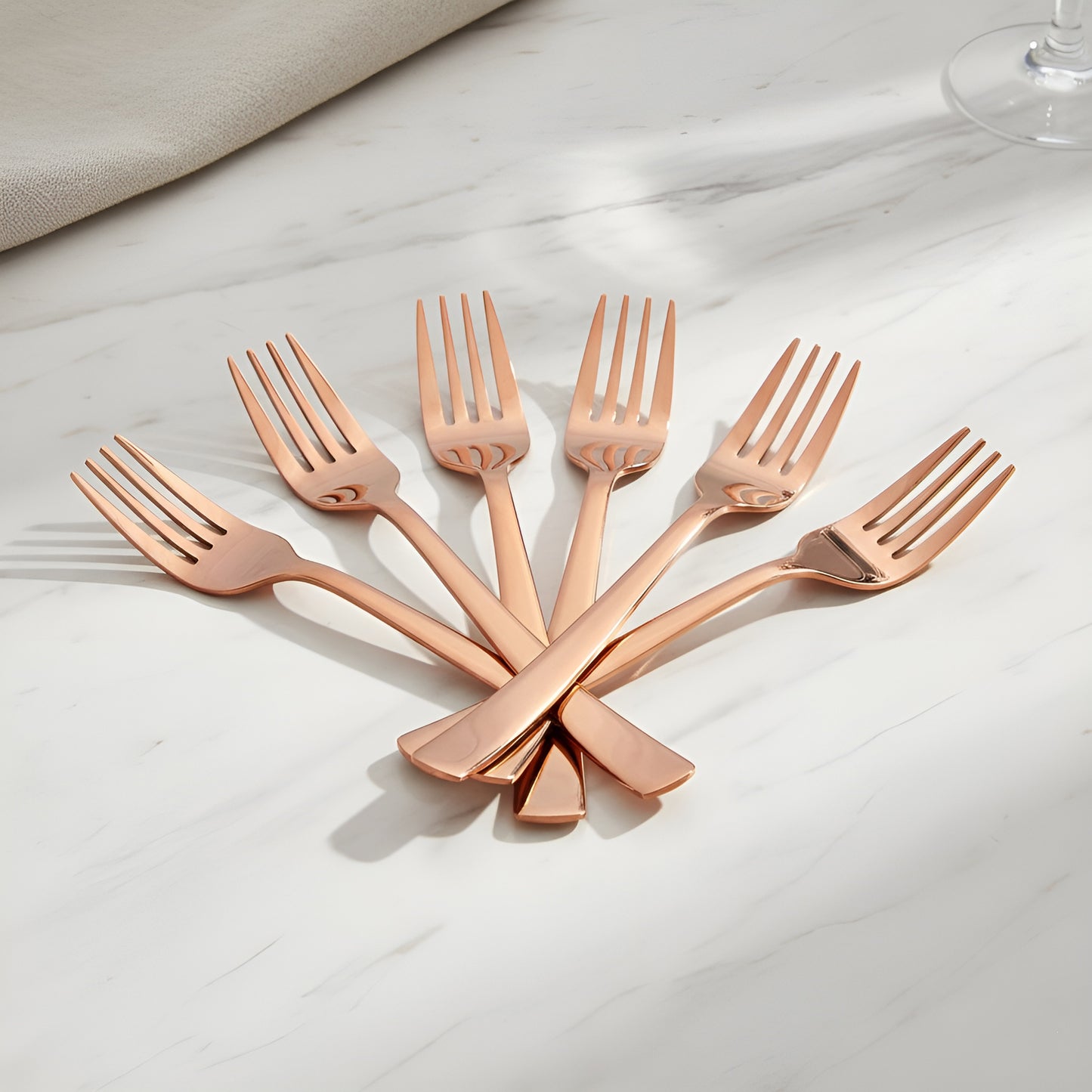 Table Fork Set | 16cm, 6 piece | Stainless Steel | Rose Gold