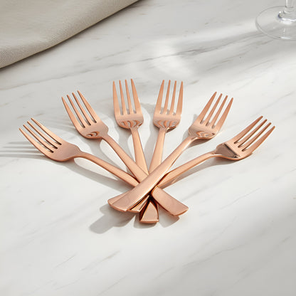 Table Fork Set | 16cm, 6 piece | Stainless Steel | Rose Gold