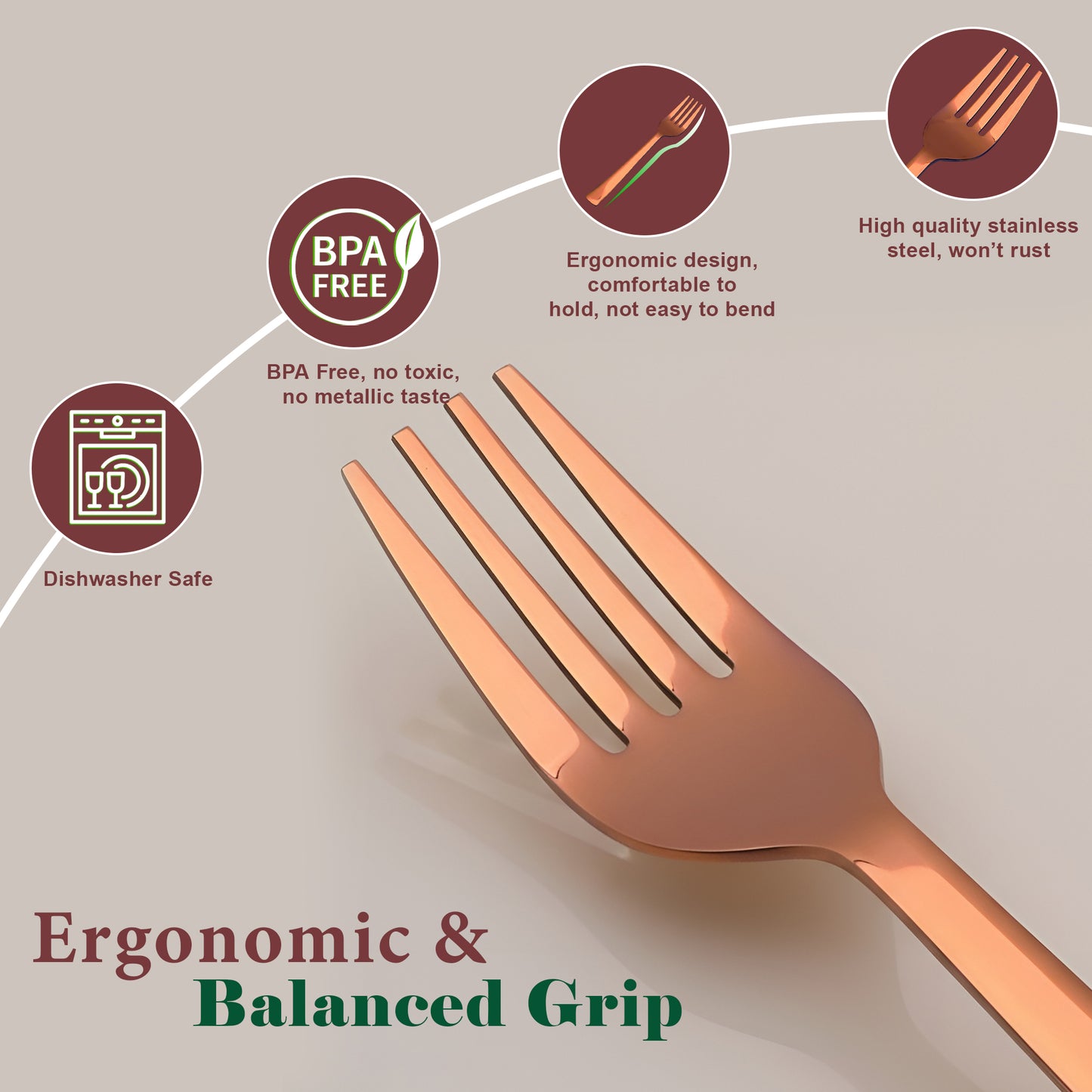 Table Fork Set | 16cm, 6 piece | Stainless Steel | Rose Gold