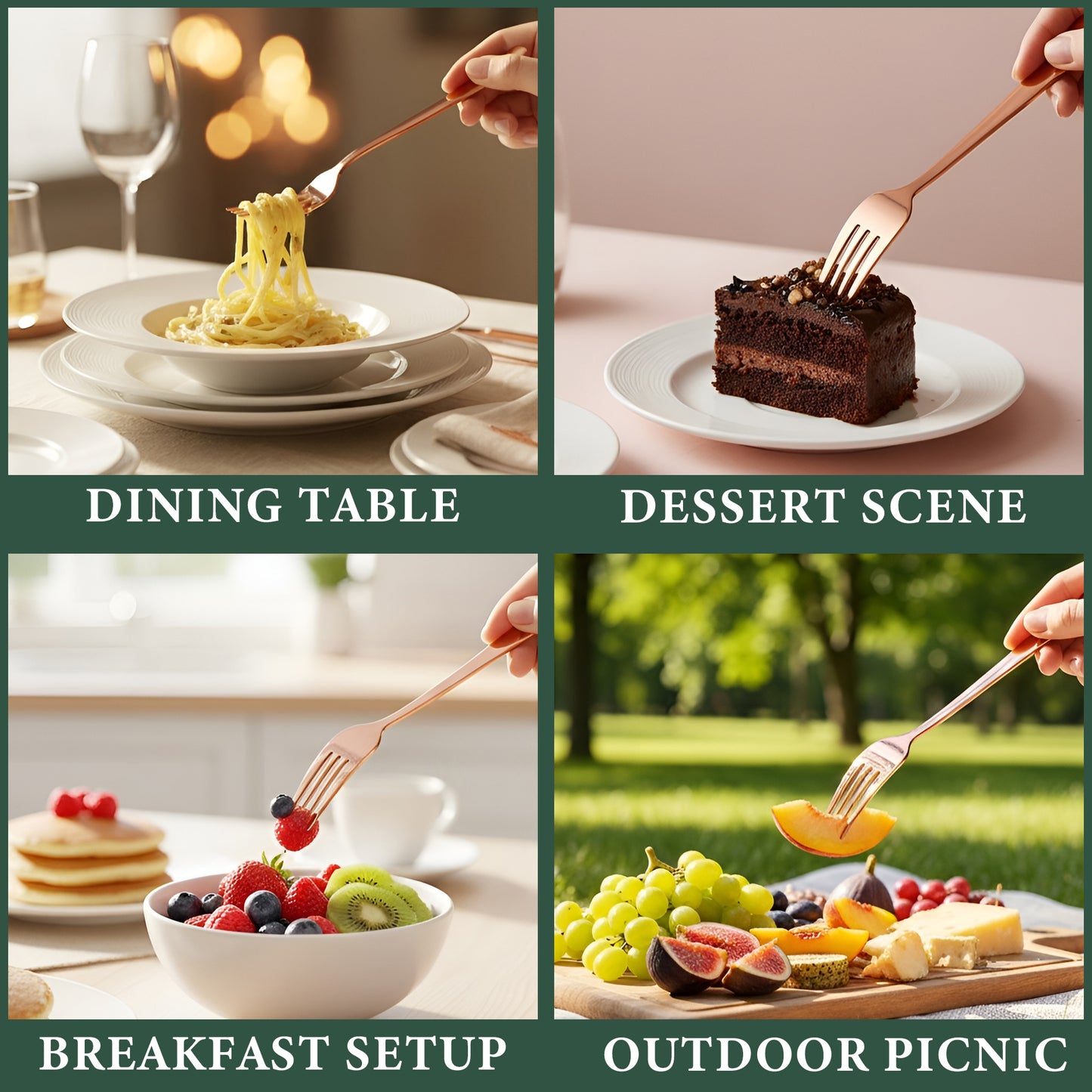 Table Fork Set | 16cm, 6 piece | Stainless Steel | Rose Gold