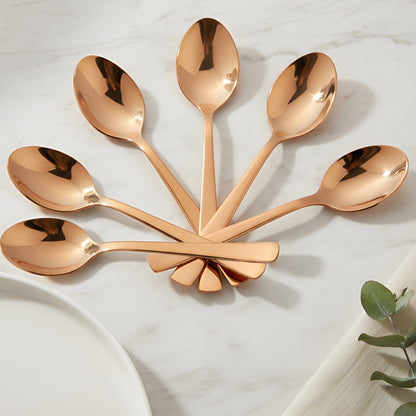 Dinner Spoon Set | 16cm, 6 piece | Stainless Steel | Rose Gold