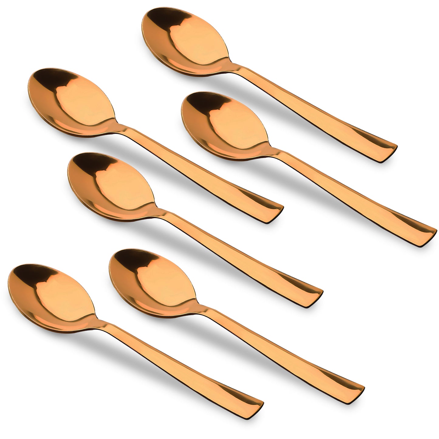 6-Piece Stainless Steel Rose Gold Dinner Spoon Set | 16cm Premium Spoons, Luxury Tableware & Housewarming Gift