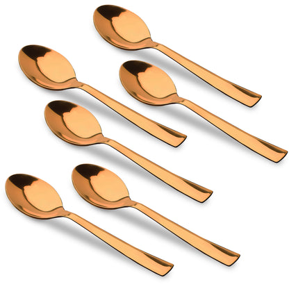6-Piece Stainless Steel Rose Gold Dinner Spoon Set | 16cm Premium Spoons, Luxury Tableware & Housewarming Gift