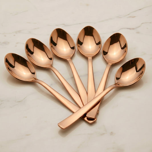 Dinner Spoon Set | 16cm, 6 piece | Stainless Steel | Rose Gold