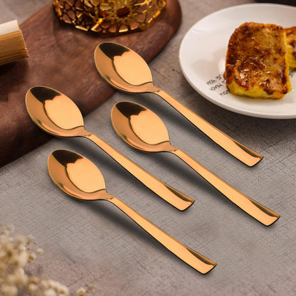 6-Piece Stainless Steel Rose Gold Dinner Spoon Set | 16cm Premium Spoons, Luxury Tableware & Housewarming Gift