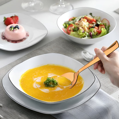 6-Piece Stainless Steel Rose Gold Dinner Spoon Set | 16cm Premium Spoons, Luxury Tableware & Housewarming Gift
