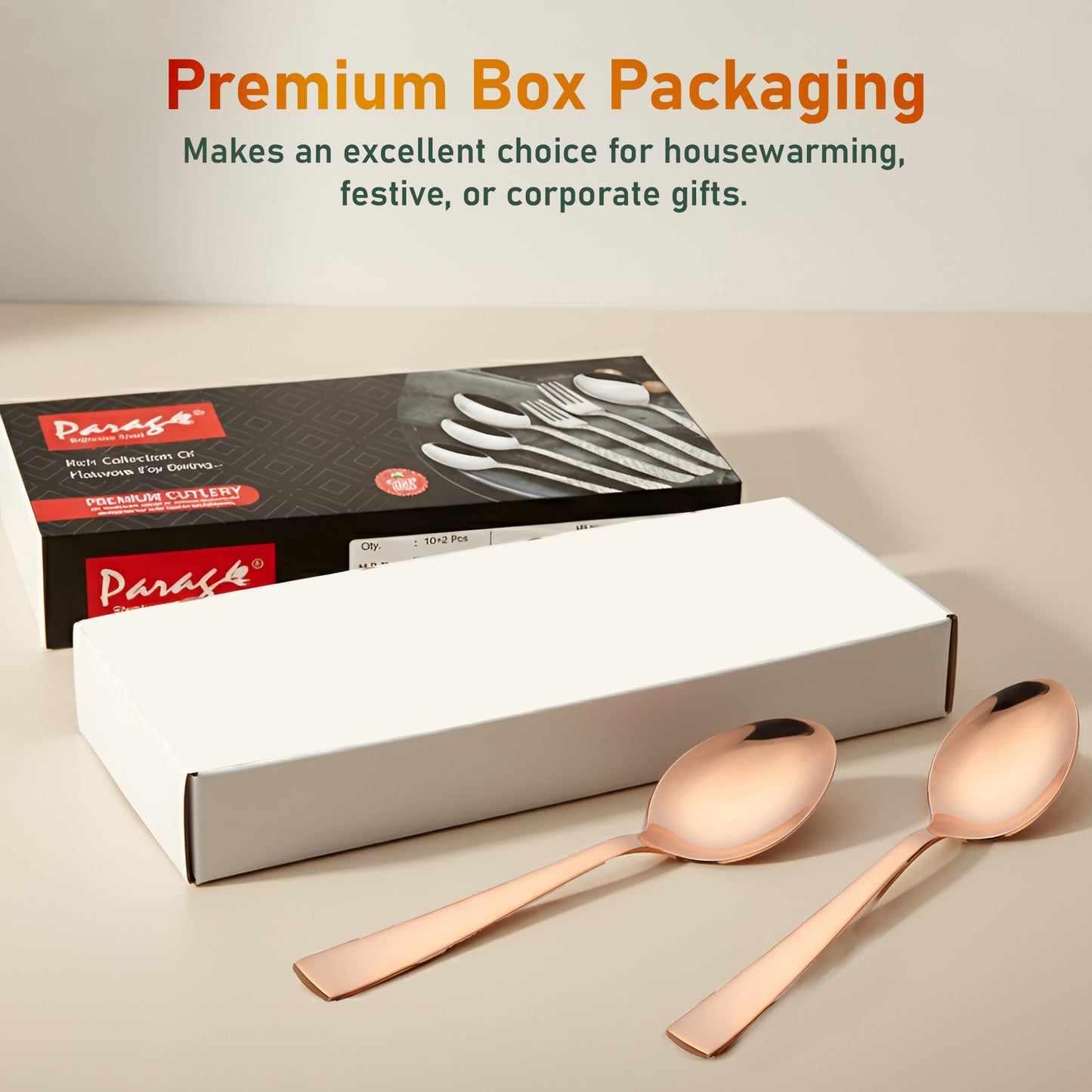 Dinner Spoon Set | 16cm, 6 piece | Stainless Steel | Rose Gold