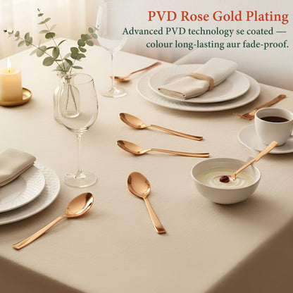 Dinner Spoon Set | 18cm, 6 piece | Stainless Steel | Rose Gold