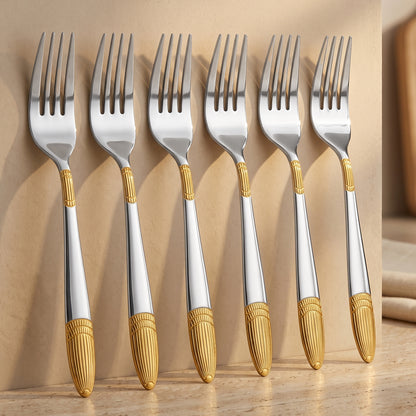 Cutlery Set | 18 cm, 6 pieces | Stainless Steel | Gold | Ivory Design