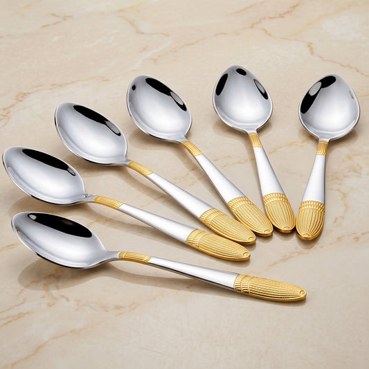 Spoon Set | 18cm, 6 piece | Stainless Steel | Gold | Ivory Design