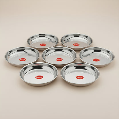 6 Pieces Stainless Steel Serving Dish Bowl – 11.5 cm Diameter | Heavy Gauge Small Halwa Plates | Durable Mirror Finish for Sweets, Snacks & Serving