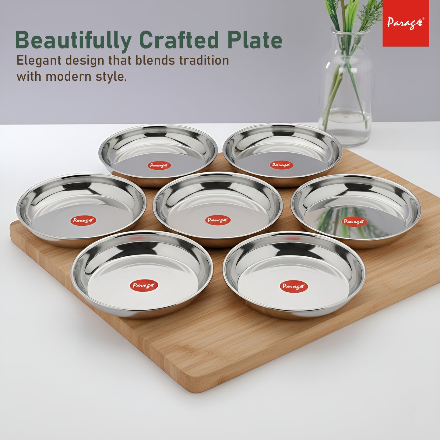 6 Pieces Stainless Steel Serving Dish Bowl – 11.5 cm Diameter | Heavy Gauge Small Halwa Plates | Durable Mirror Finish for Sweets, Snacks & Serving