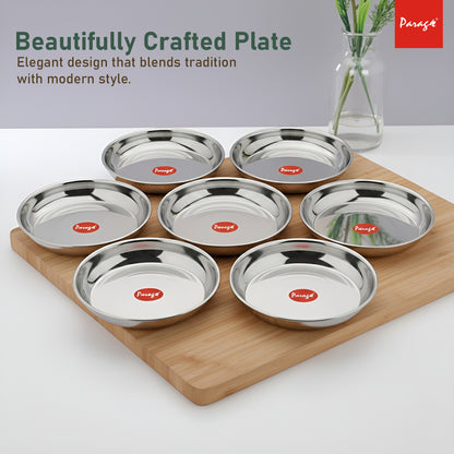 6 Pieces Stainless Steel Serving Dish Bowl – 11.5 cm Diameter | Heavy Gauge Small Halwa Plates | Durable Mirror Finish for Sweets, Snacks & Serving