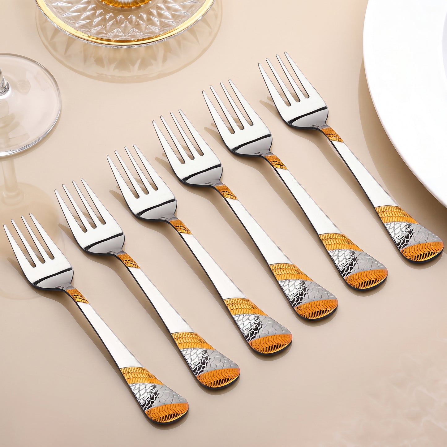 Cutlery Set | 16cm, 6 piece | Stainless Steel | Gold | Imperial Design