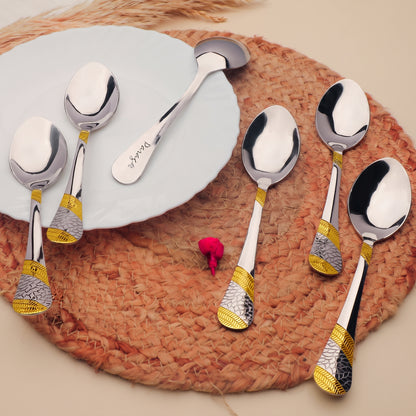 Spoon Set | 16cm, 6 piece | Stainless Steel | Gold | Imperial Design