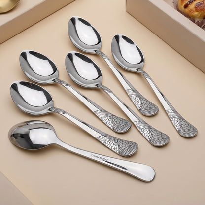 Tea Spoon Set | 13.5cm, 6 piece | Stainless Steel | Silver | Imperial Design
