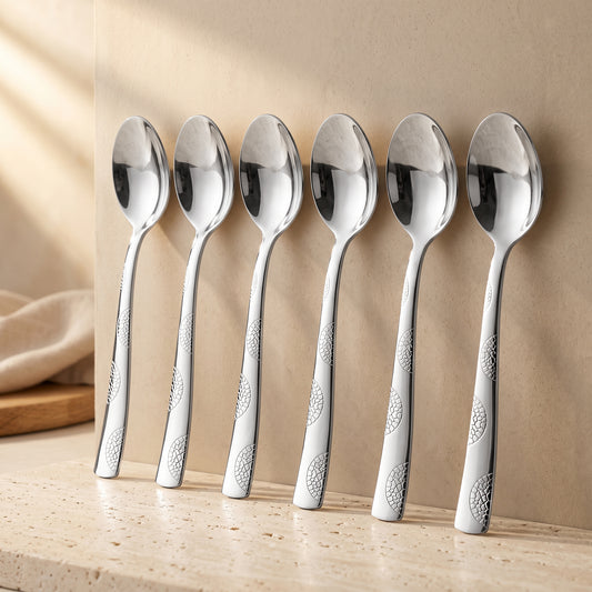 Spoon Set | 18.5cm, 6 piece | Stainless Steel | Silver | Moonpress Design