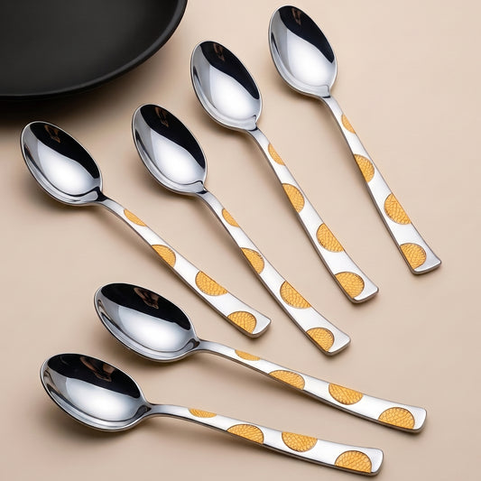 Dinner Spoon Set | 15.5cm, 6 piece | Stainless Steel | Silver | Moonpress Design