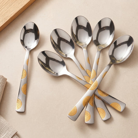 Spoon Set | 18.5cm, 6 piece | Stainless Steel | Gold | Moonpress Design