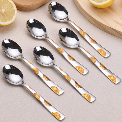 Tea Spoon Set | 14cm, 6 piece | Stainless Steel | Gold | Moonpress Design