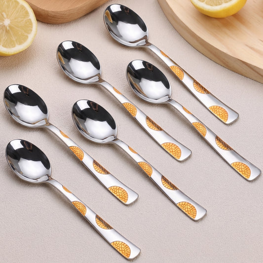 Tea Spoon Set | 14cm, 6 piece | Stainless Steel | Gold | Moonpress Design