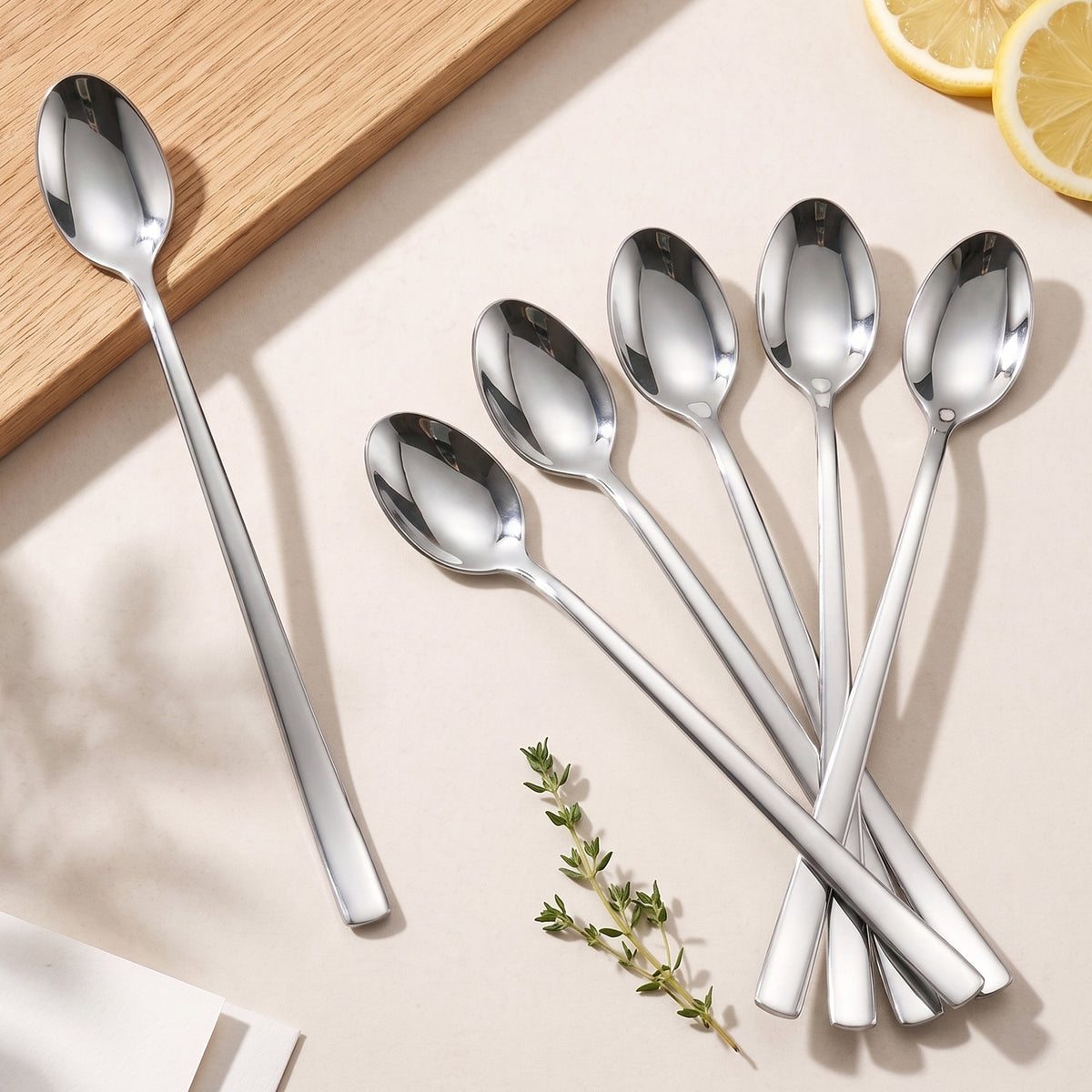 Parage 1.6 mm Stainless Steel Long Soda Spoon Set of 6 for Shakes & Ice Cream Impress – Parage