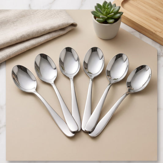 Tiara Stainless Steel Coffee Spoon Set of 6, 11.7 cm Length Small Tea Spoons, 2mm Thickness Heavy Gauge Mirror Finis – Parage
