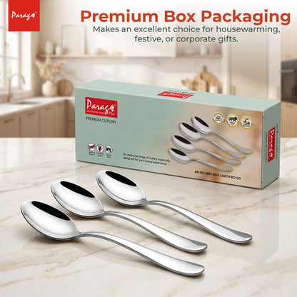 Tiara Stainless Steel Coffee Spoon Set of 6, 11.7 cm Length Small Tea Spoons, 2mm Thickness Heavy Gauge Mirror Finis – Parage