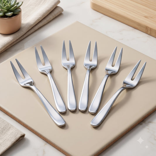 Tiara Stainless Steel Dinner Fork Set of 6, 2MM Heavy Gauge Food Grade Cutlery, 12.5 CM Length, Mirror Finish Silver – Parage