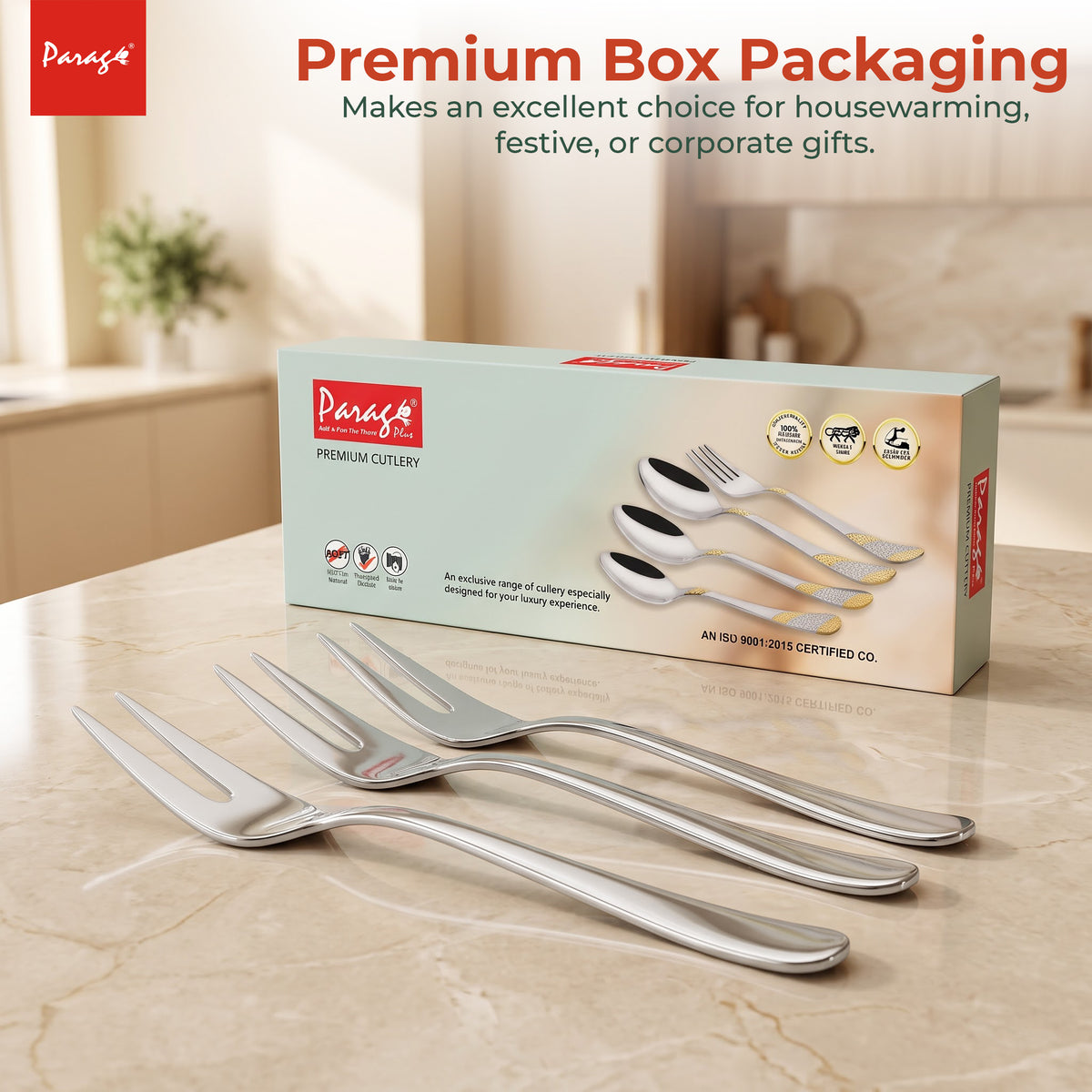 Tiara Stainless Steel Dinner Fork Set of 6, 2MM Heavy Gauge Food Grade Cutlery, 12.5 CM Length, Mirror Finish Silver – Parage