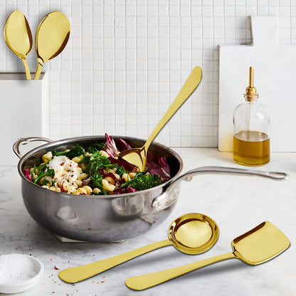 Serving Spoon Set | 6 pcs | Stainless Steel | Gold | Heavy Gauge