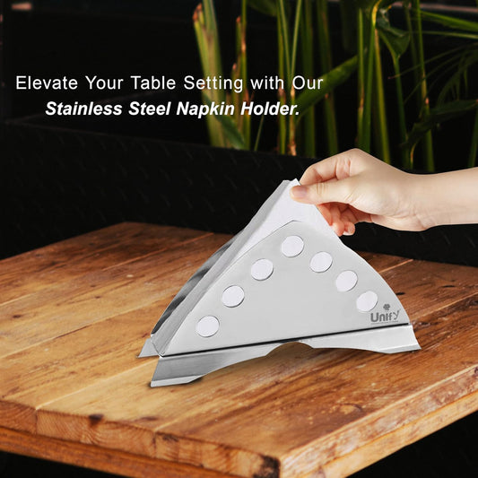 2 Pcs Stainless Steel Napkin Holders - Matt Finish, Slotted Round, Kitchen & Dining