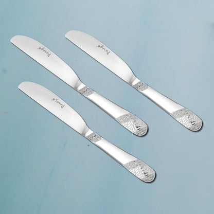 3 Pcs Stainless Steel Butter Knives - 4 mm Thick, Imperial Design, Premium Set3PPIMPLDK1 1