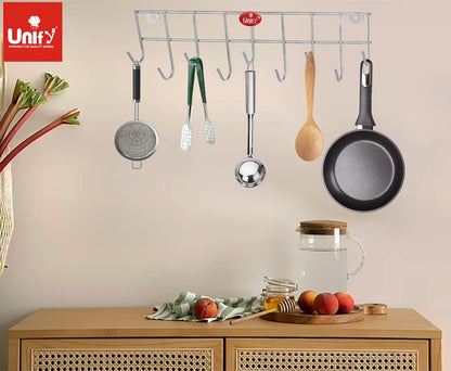 Stainless Steel Wall Cloth Hanger with 9 Hooks | Door Mounted for Bathroom & Kitchen (30.5 cm, Silver) 9HOOKRAIL 4