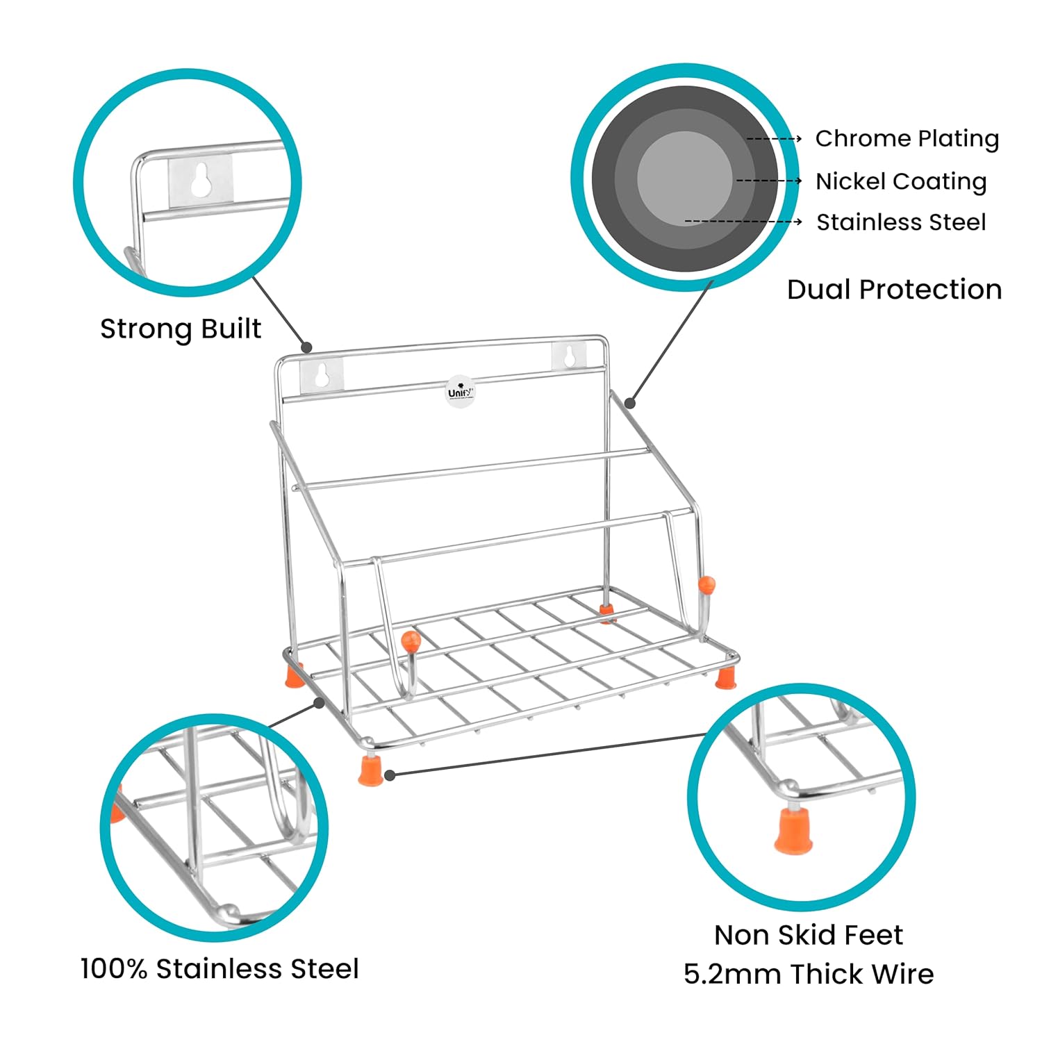Stainless Steel Chakla Belan Tawa Stand | 4-in-1 Kitchen Organizer Rack Silver CBTSPARAG 4
