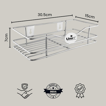 Stainless Steel Multipurpose Storage Rack | Bathroom & Kitchen Organizer, 31×15×7 cm, Chrome FinishBATHSHELF11 4