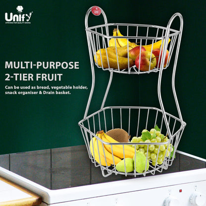 2-Tier Stainless Steel Fruit Basket - Hexagonal, Kitchen & Dining Table StandHEXA2TIER1 4
