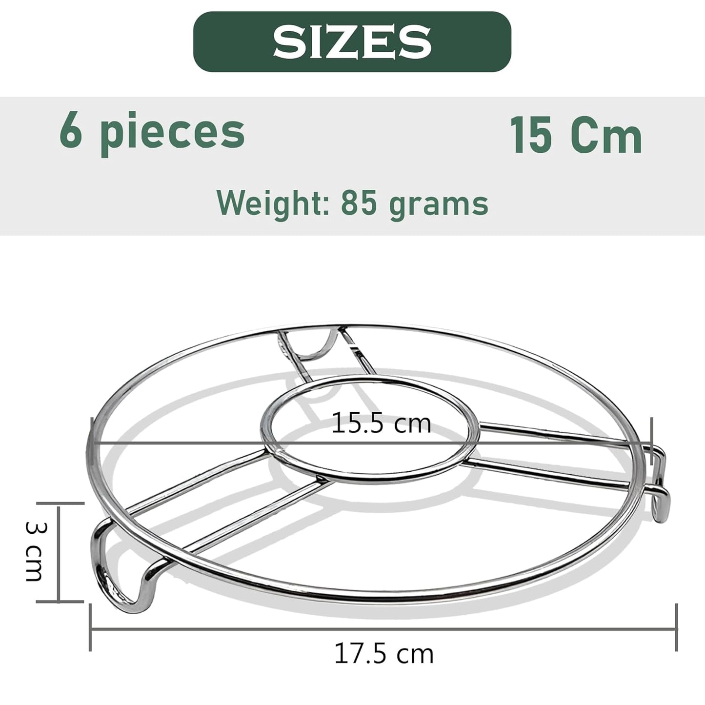 6-Piece Stainless Steel Trivet Set | Hot Pot Mat & Cooker Stand | Kitchen & Dining Use PO6RINGE6 2