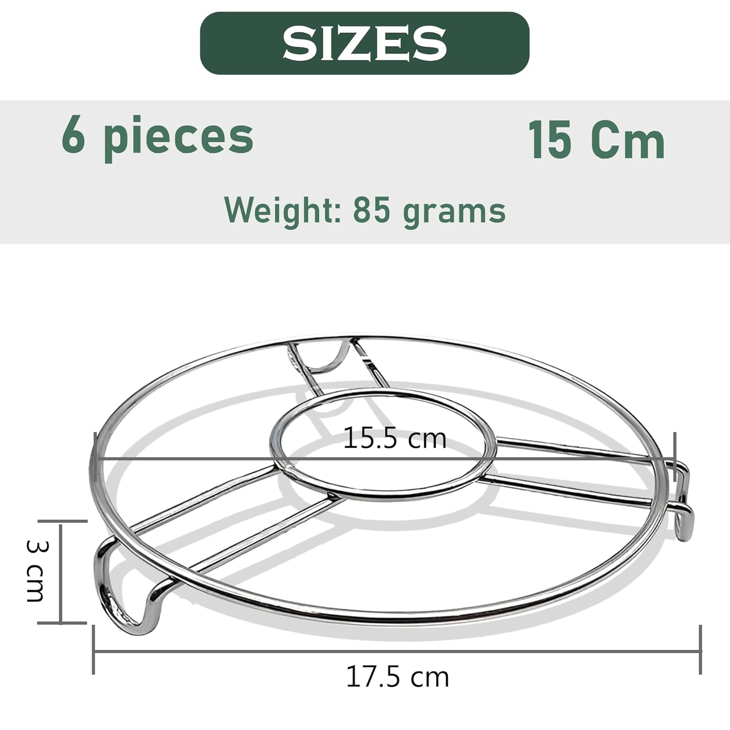 6-Piece Stainless Steel Trivet Set | Hot Pot Mat & Cooker Stand | Kitchen & Dining Use PO6RINGE6 2