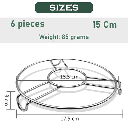 6-Piece Stainless Steel Trivet Set | Hot Pot Mat & Cooker Stand | Kitchen & Dining Use PO6RINGE6 2
